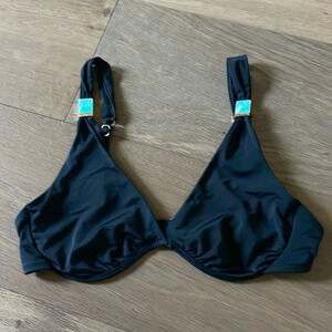 PAULA HERMANNY BY VIX Black With Turquoise Detail Bikini Top Size 12